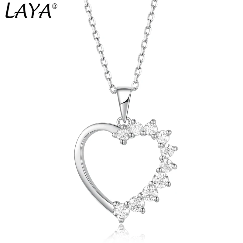 

LAYA 100% 925 Sterling Silver Moissanite Necklace Heart Pendant Diamond Necklace For Women Prong Setting VVS Moissanite Heart