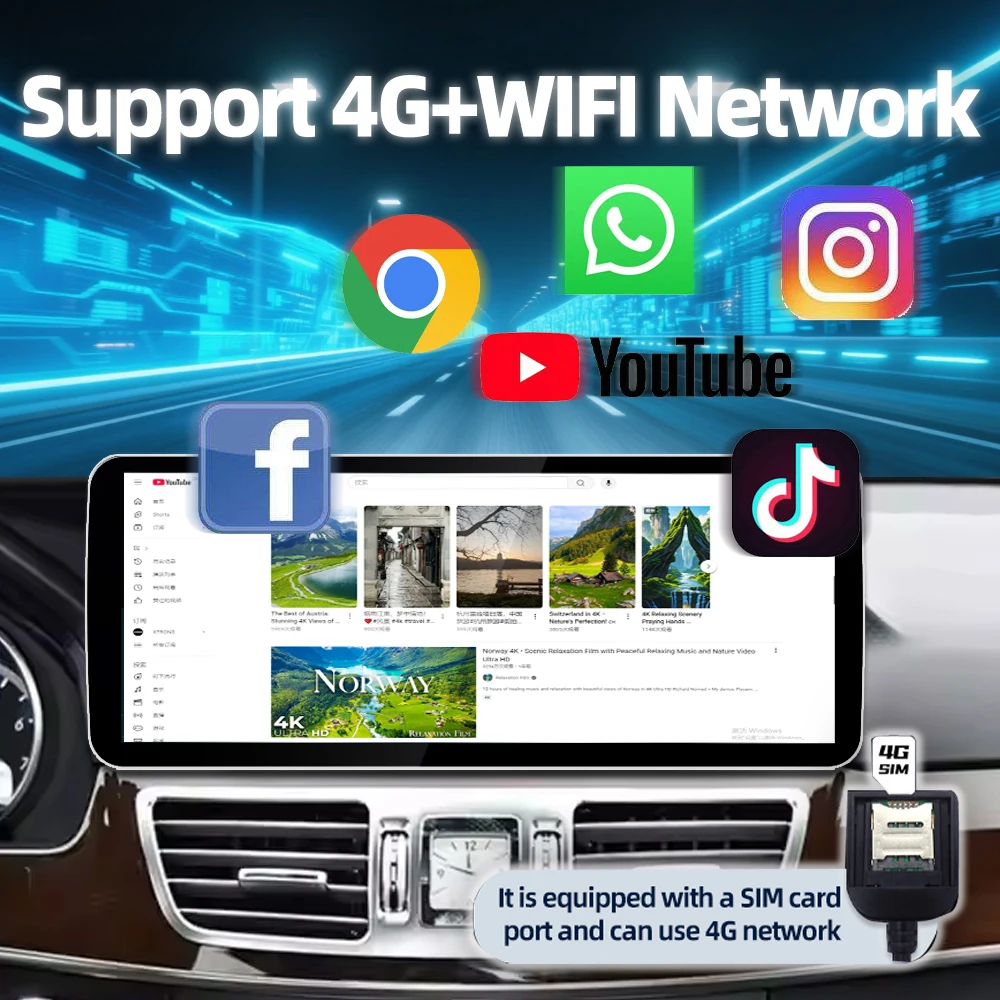 شاشة عرض أندرويد 12.8 بوصة راديو السيارة الوسائط المتعددة ستيريو WIFI 4G GPS Carplay لـ E Class C207 W207 #5