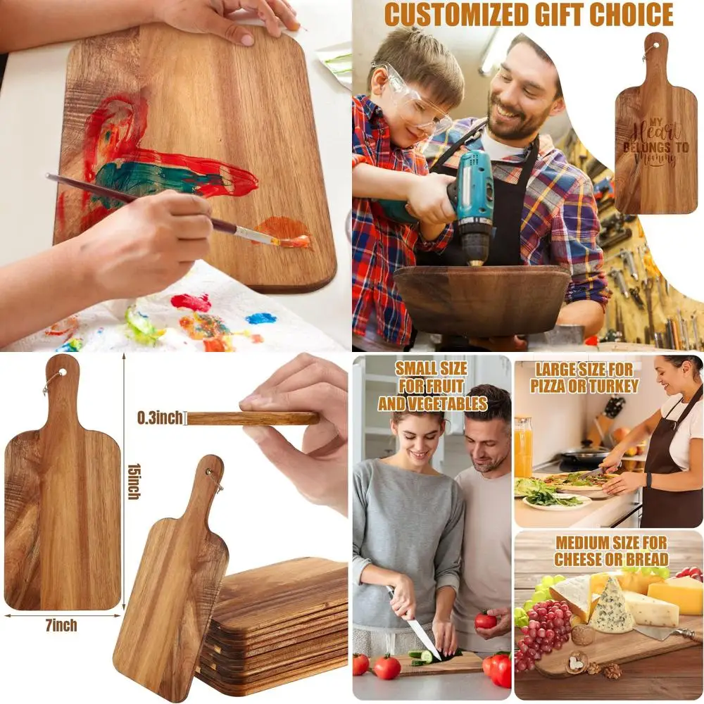 

Acacia Wood Charcuterie Set, 18-Piece Cutting Boards with Handles, 15x7 Inches, Ideal for Kitchen, DIY, and Mother's Day Gifts