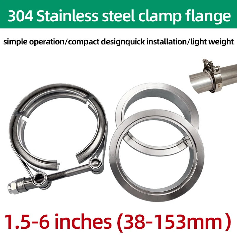 304 Stainless Steel Quick Release Standard V Band Clamp 1.5-6 Inches Male Female Flange V Clamp Kits Turbo Exhaust Pipe