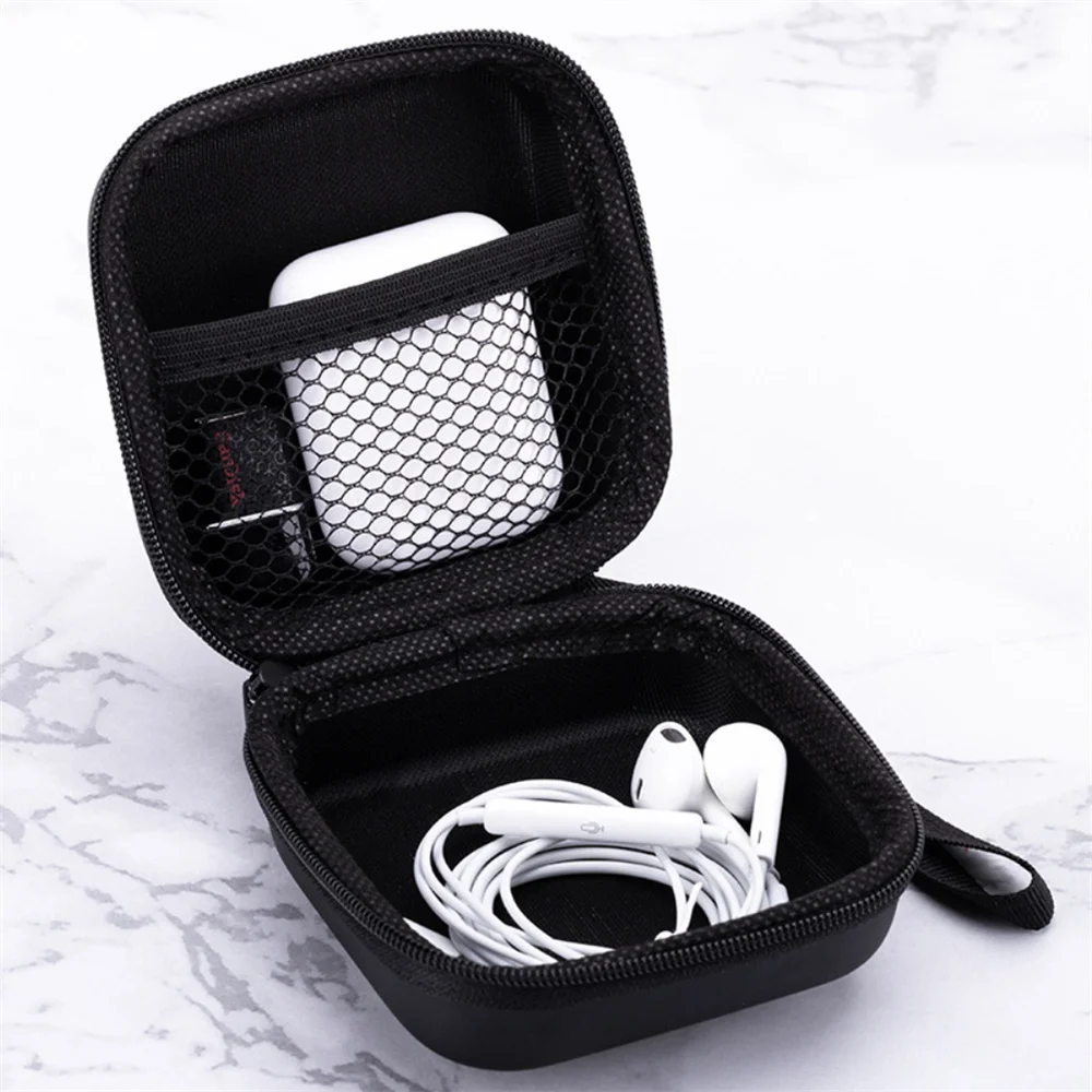 Earphone Storage Box Waterproof And Dustproof Safe And Reliable Black Headphone Accessories Storage Bag Portable Shockproof Pu