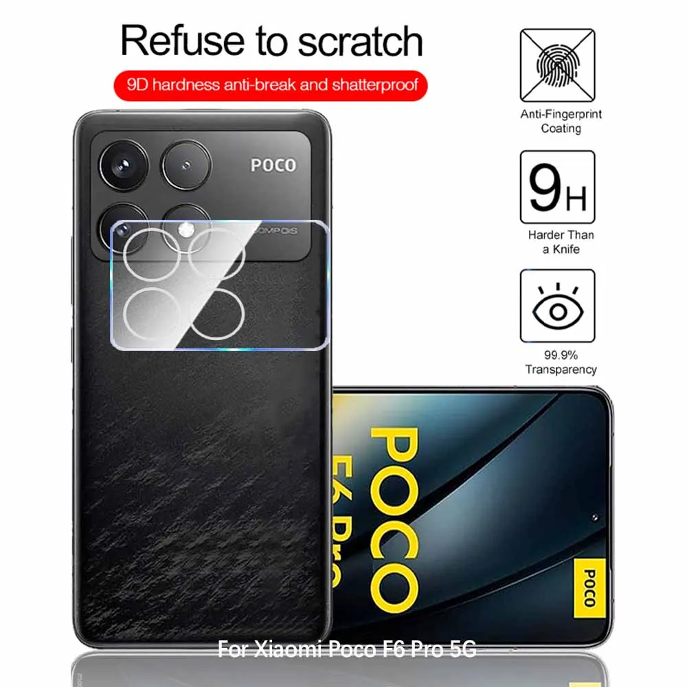 3D Curved Tempered Glass Camera Lens Protective Case For Xiaomi Poco F6 Pro Ring Rear Lens Cover Poko Little PocoF6 F 6 F6Pro 5G