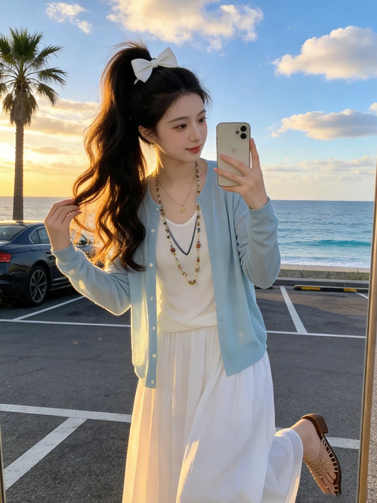 

Spring 2026 Women's Knitted Open Cardigan Loose Fit Lightweight Sun Protection Fashionable Style Slimming Long Sleeve Top