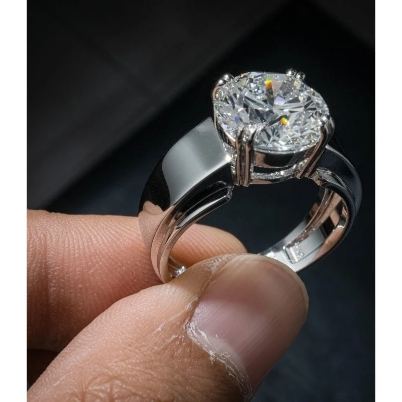 Solid 925 Sterling Silver Ring Fully Set with Moissanite Festive Gift Ideal for Any Occasion