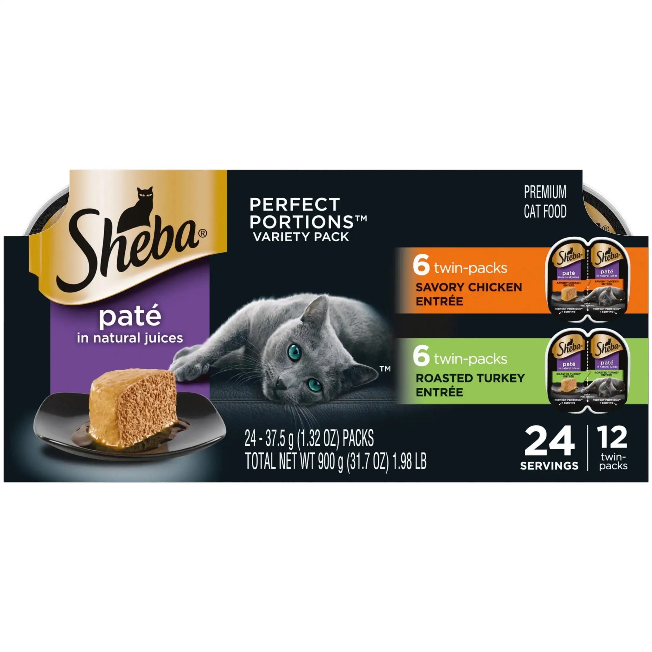 

Пакеты Sheba для влажной кошки, разнообразные пакеты для пищевых продуктов, вкусная курица и жареная индейка, (12) 2,6 унций, идеальные парные пакеты, лотки