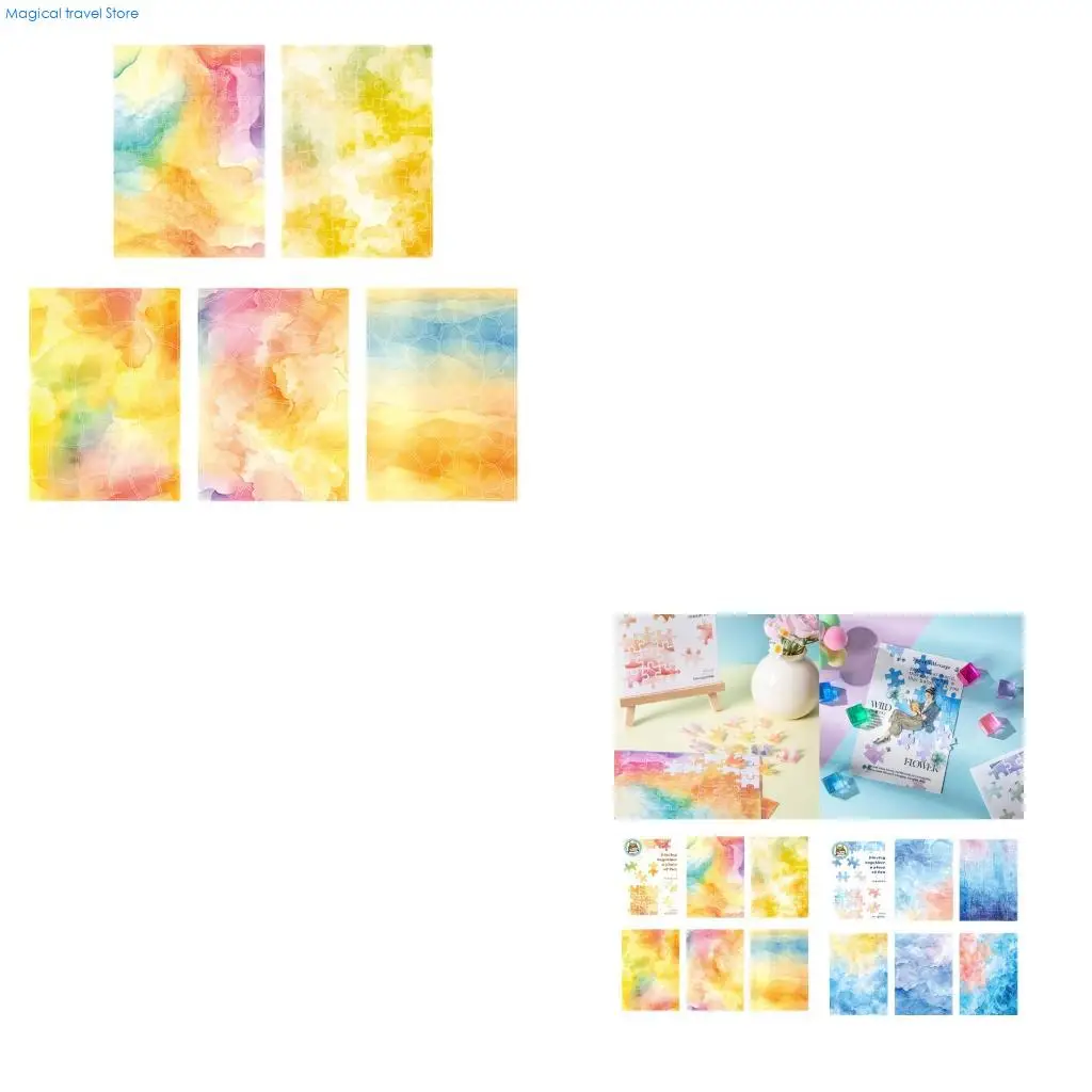 N2UB 5Pcs Aesthetic Watercolor Sticker Removable Paper Sticker for Scrapbooking