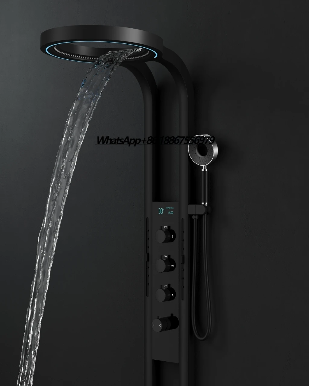 

Idealex термостатический массажный светодиодный цифровой смеситель для душа, 4 функции, нержавеющая сталь, дождевой водопад, насадка для душа, полотенце