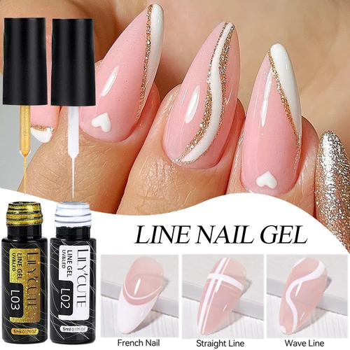 LILYCUTE 5ml línea Gel blanco francés esmalte de uñas UV LED pintura Gel Nail Art diseño brillo Color DIY dibujo esmalte manicura