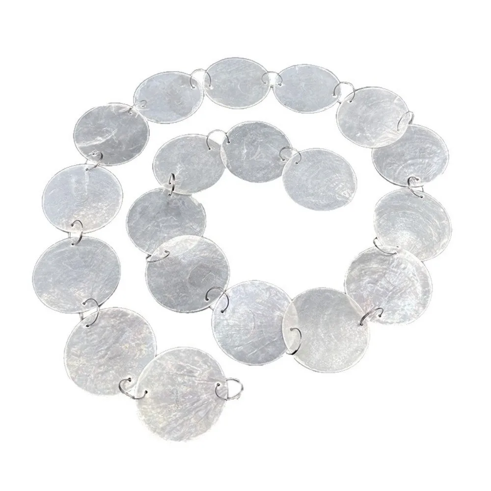 New Round Shell Ornaments Natural White with Holes DIY Shell Wind Chimes Flat Shell Beads Shell Pendants Home Decor