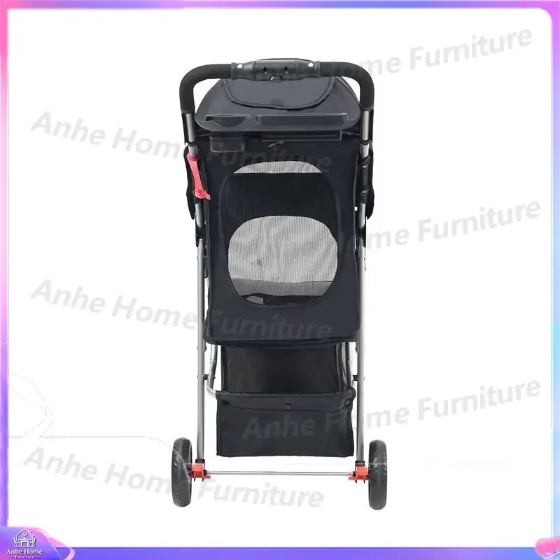 Pet Stroller for Dogs Cats 3 Wheel Foldable Dog Carrier Trolley Waterproof Adjustable Handle Silent Wheels Comfortable Double