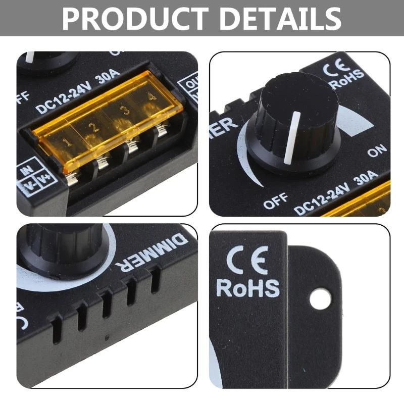 

A2UC Knob Adjust Brightness ON/Off Switch Dimmer PWM Dimming Controller for Dimmer