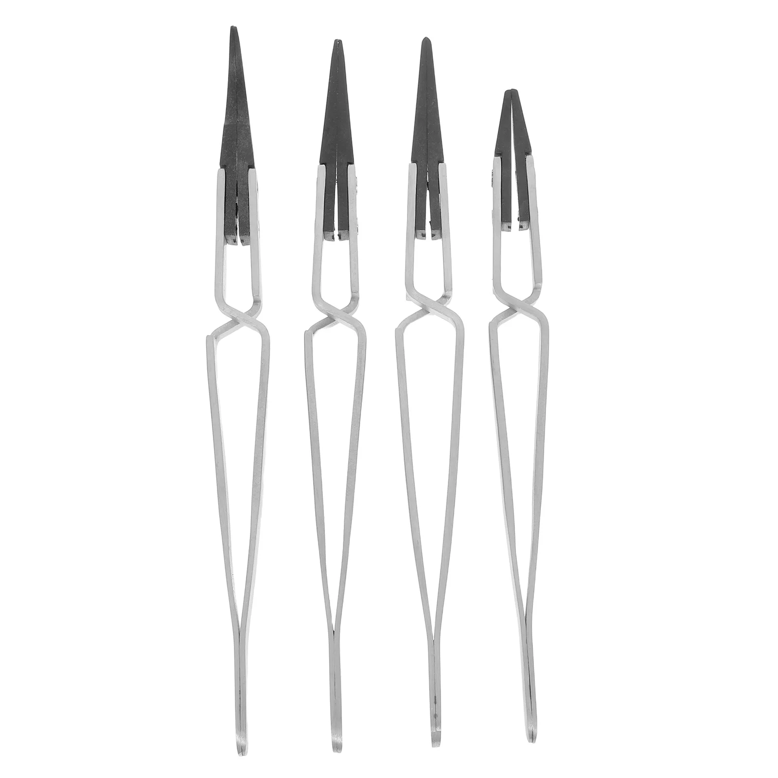 

4pcs Esd Precision Stainless Steel Reverse Tweezers Cross Lock Design For Electronics Jewelry Laboratory Craft Small Parts