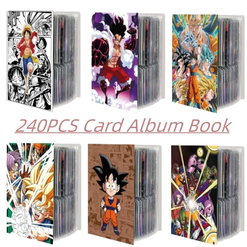 Anime 240PCS Card Album Book Dragon Ball Goku One Piece Luffy Zoro Map Letter Holder Binder Card Notebook Collection Toy Gift