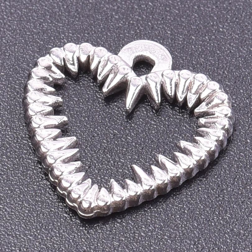 6pcs Y2k Accessories Thorn Heart Bulk Charm For Jewelry Making Bulk Stainless Steel Charm Pendant DIY Titanium Material Breloque image 6