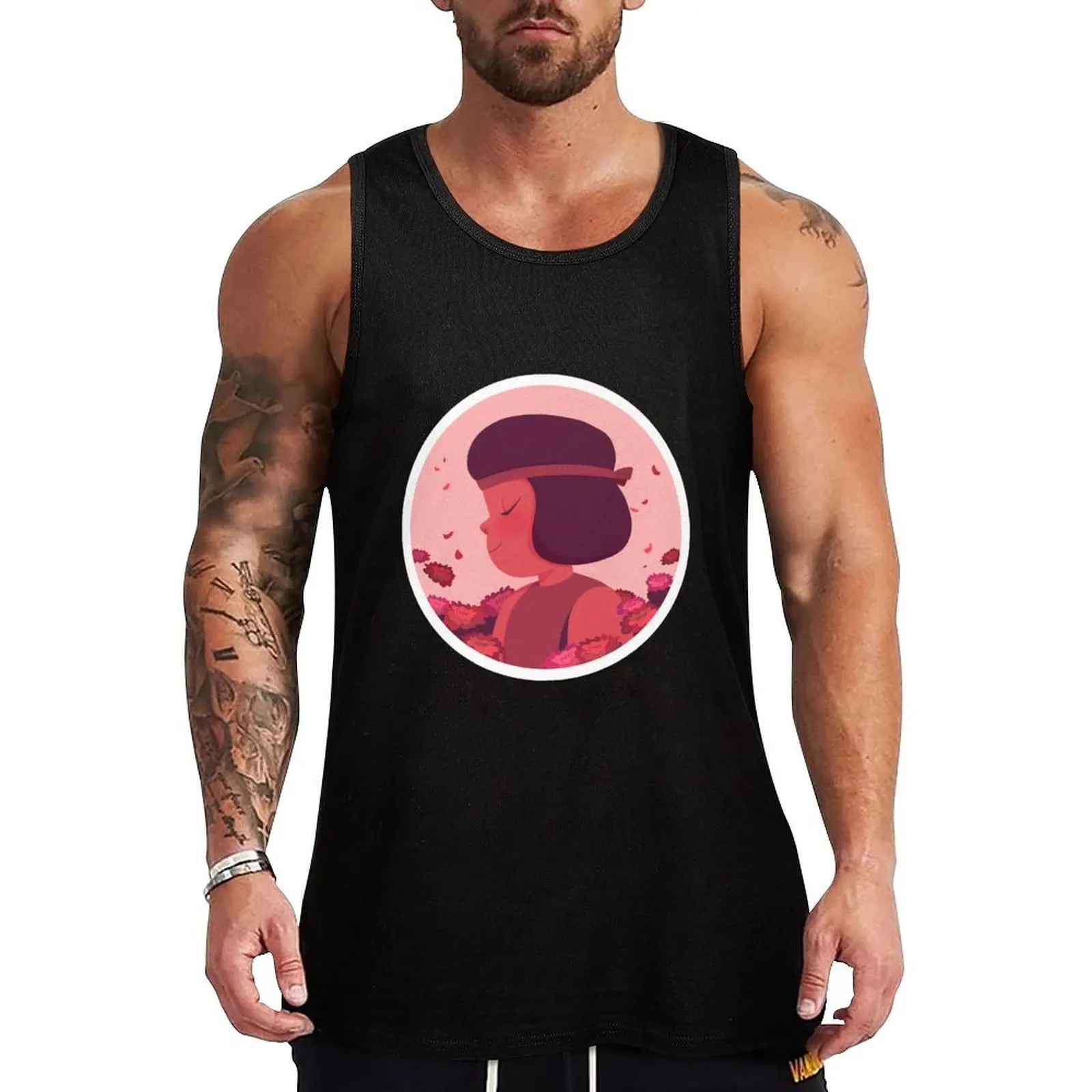 Pastel Ruby portrait Tank Top Beach Casual Tank Top Sleeveless Loose Fit Vacation