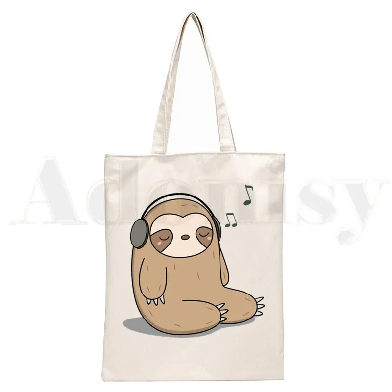 Preguiça dormir bolsas bolsa de lona tote senhoras casual personalidade kawaii moda bolsa de ombro reutilizável sacos de compras