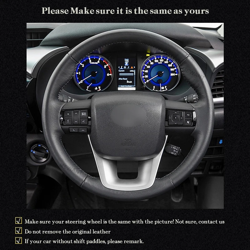 Auto Braid On The Steering Wheel Cover For Toyota Fortuner 2016-2021 Hilux 2015-2021 Microfiber Leather Covers