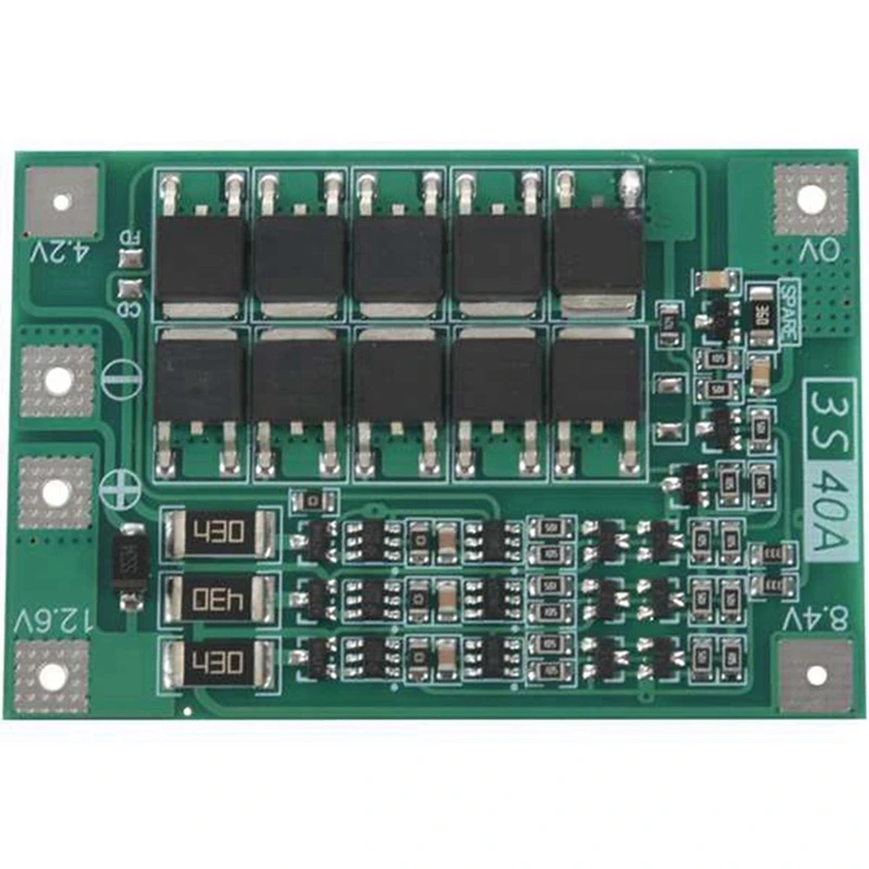 BMS Battery Protection Board, BMS com Balance Li-ion Battery Cell Module, 3S, 40A, 12V Li-Ion 18650, 4pcs