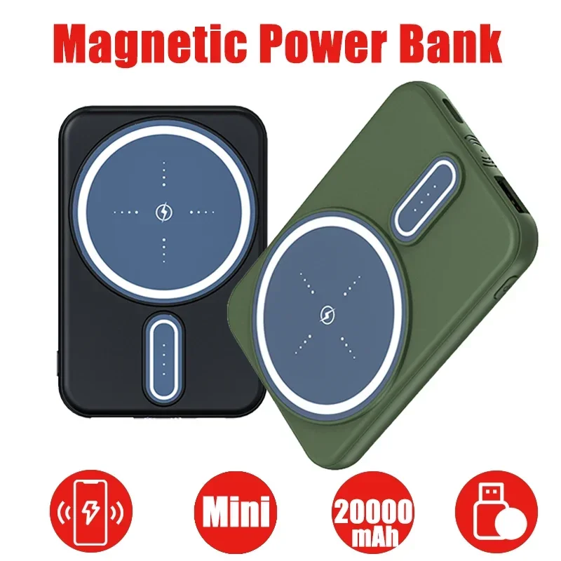 

Magnetic Wireless Power Bank Mini PowerBank Portable 20000mAh Charger Fast Charging External Battery Pack for iPhone12 13 14