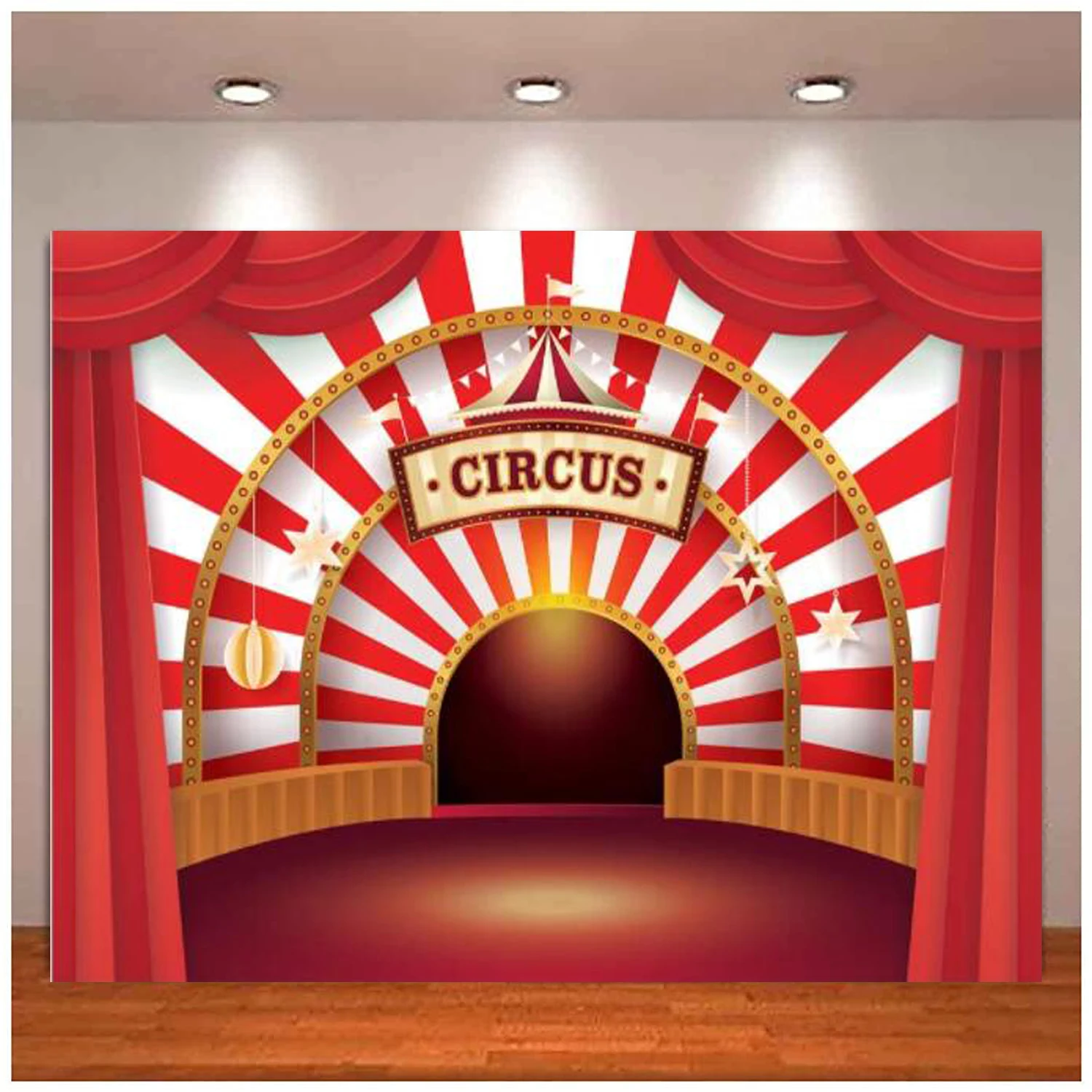 

Circus Photo Photography Backdrop Red Tent Stage Party Banner Carousel Carnival Photo Background Decoration Poster