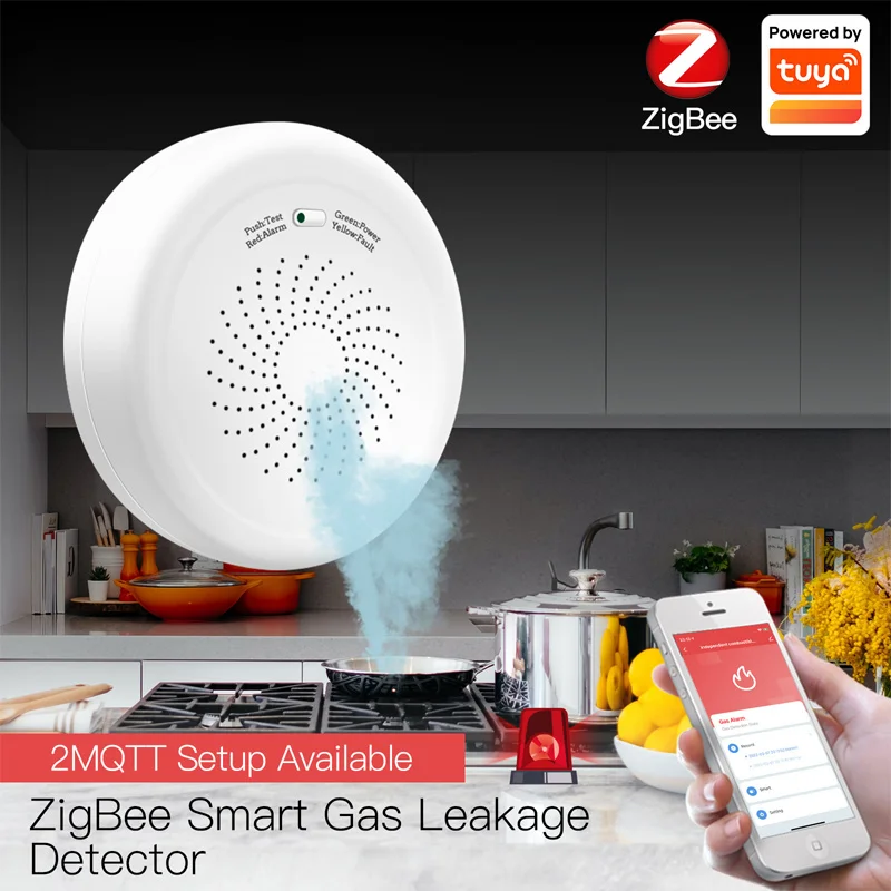 ZigBee Tuya Combustible Gas Leakage Sensor Intelligent Gas Detector Remote APP Guard Fire Retardant Kitchen Audible Visual Alarm