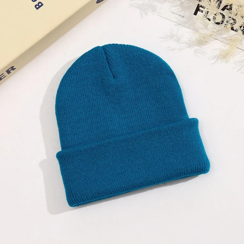 0-3Y Newborn Warm Crochet Hat Winter Knitted Beanie for Baby Knit Gorros Acrylic Wool Hat Candy Color Fold Brim Skullcap Ski Hat