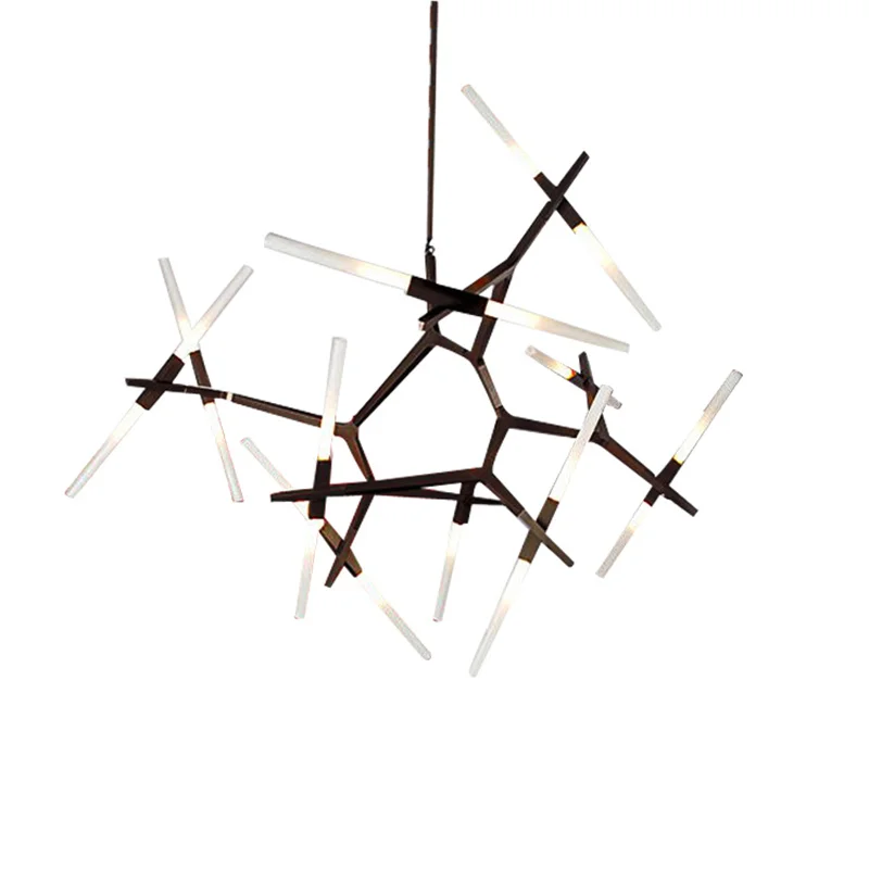 Imagem -03 - Moderno e Minimalista Tubo de Vidro Luz Pingente de Luxo Lâmpada Loft Industrial Ramos Espinha Peixe Nordic Árvore Lustres Iluminação