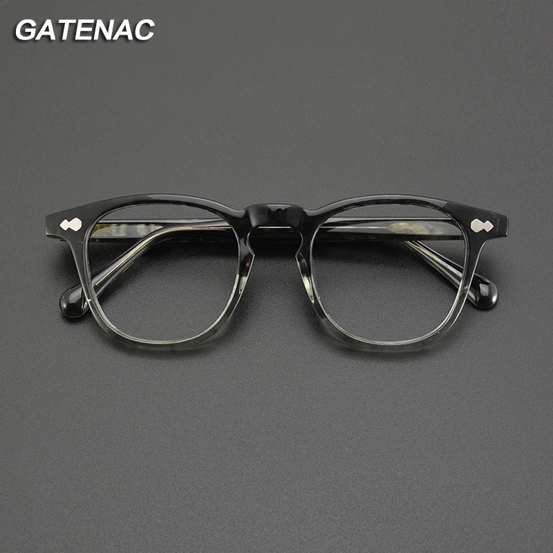 Gatenac Vintage Designer Acetate Glasses Frame Men Women Retro Prescription Myopia Optical Eyeglasses Frame Luxury Brand Eyewear