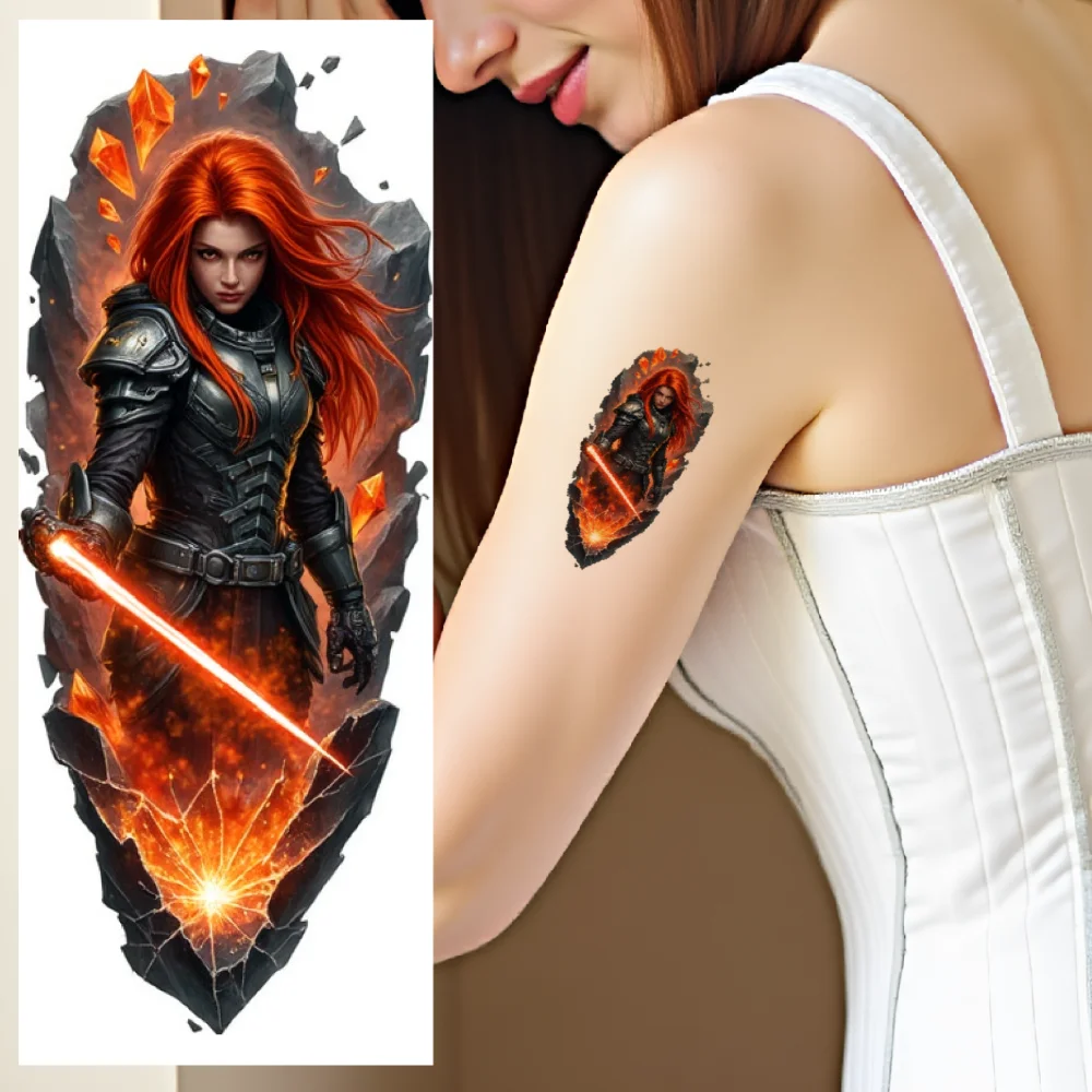 

9pcs Temporary Tattoo Realistic Temporary Tattoos Horse Rider Astronaut Cloaked Wizard For Shoulders Arms Male