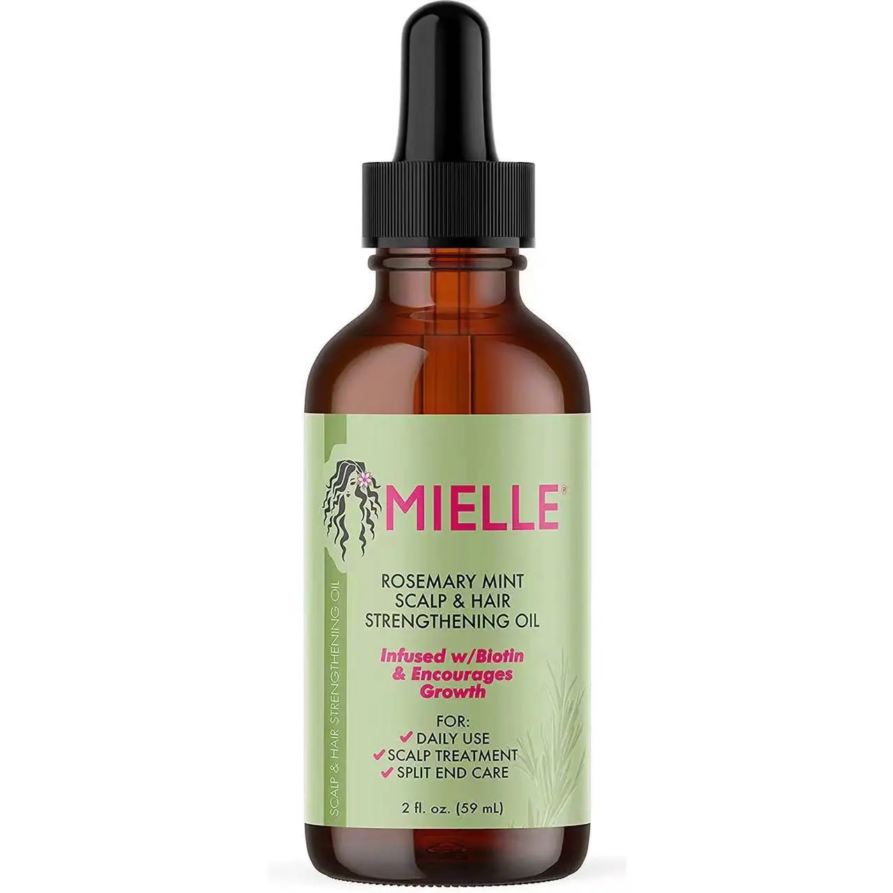 Mielle-aceite esencial para el crecimiento del cabello, aceite de romero, menta, aceite para fortalecer el cabello, tratamiento orgánico seco, puntas abiertas, 59ml