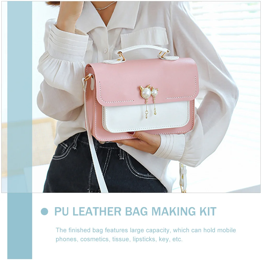 

1 Set Handbag Making Kit Pu Craft Sewing Material Crossbody Bag Accessories Diy Bag Set Large Capacity Gift For Friends