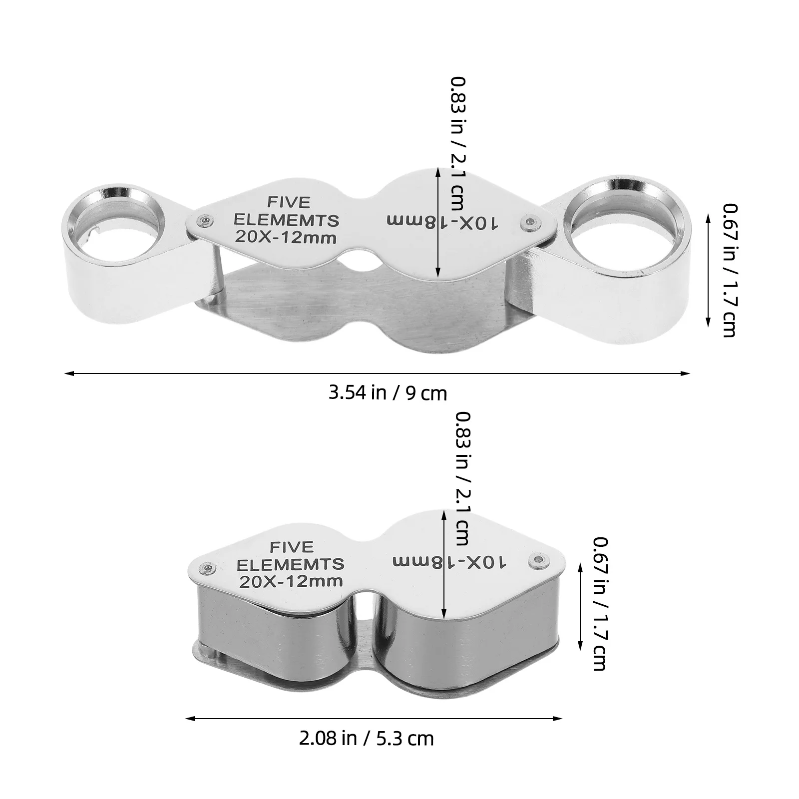 عدسات عين المجوهرات 10 × 20 × عدسات زجاجية بصرية مدمجة محمولة لهواة فحص المجوهرات بالأحجار الكريمة المفصلة #5