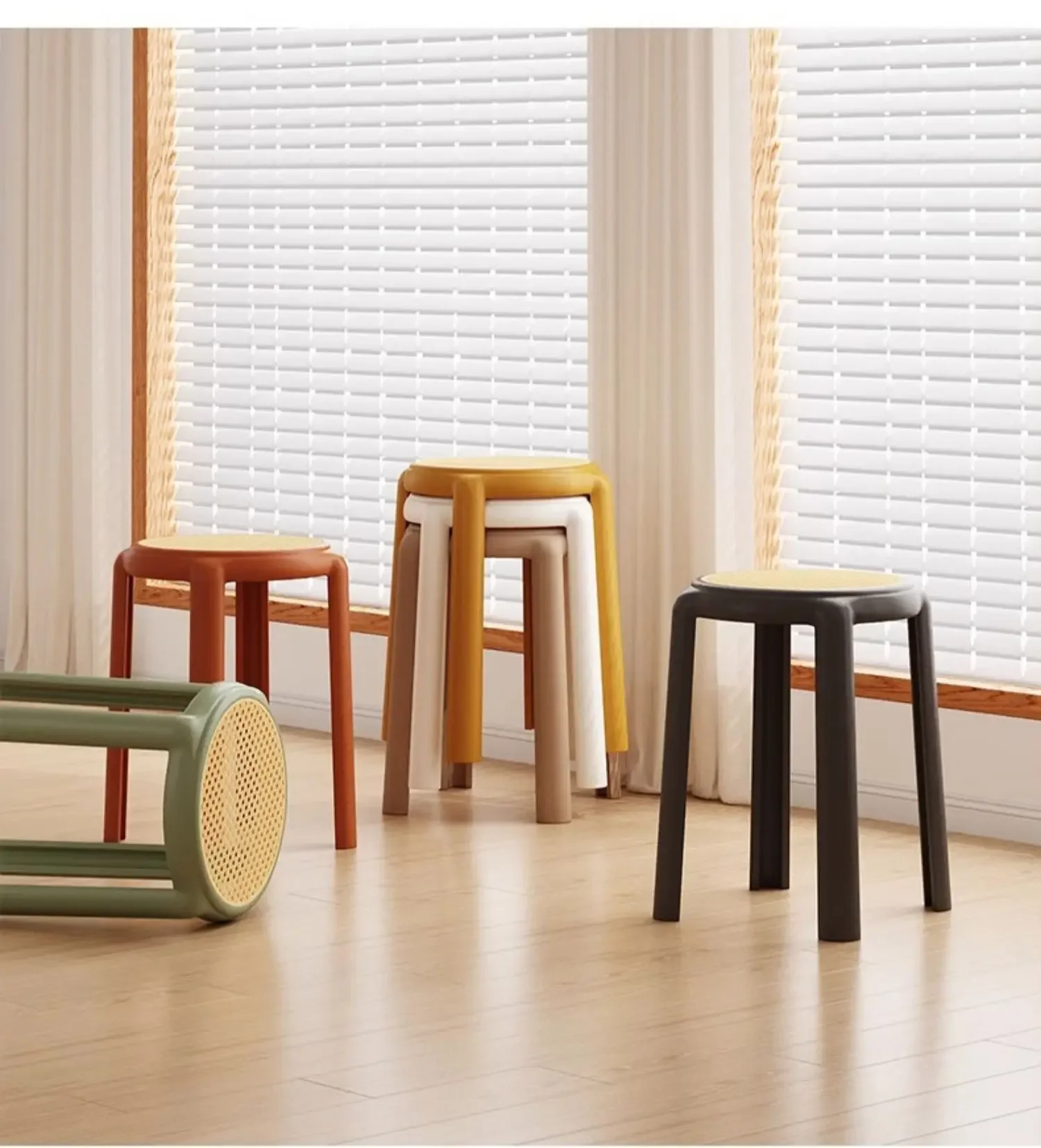 Household plastic thickened stackable chair commercial catering round and durable