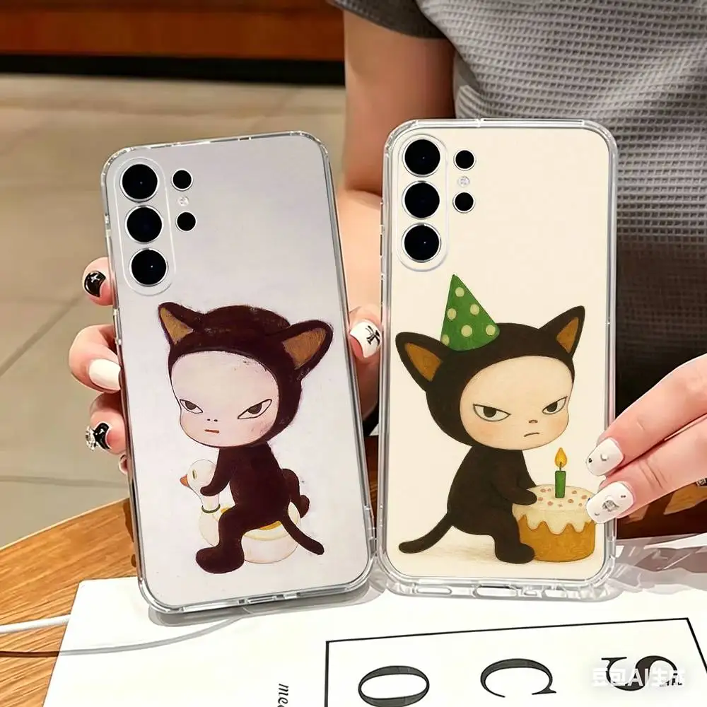 ART Y-Yoshimoto Nara Girl   Clear Hard Phone Case For Samsung S25,24,23,22,21,10,9,Ultra,Plus,Lite Transparent Cover