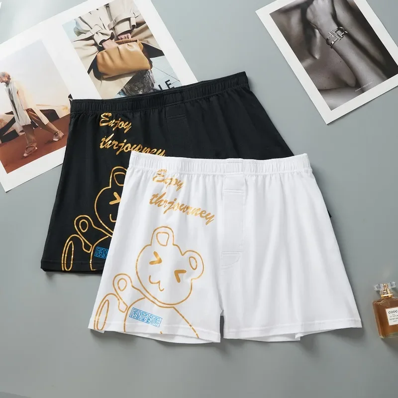 3Pack Mens Underwear Cotton Aro Pants Loose Trendy Boxershorts Men Comfortable Pajama Pants Printed Cartoon Mentrual Panties