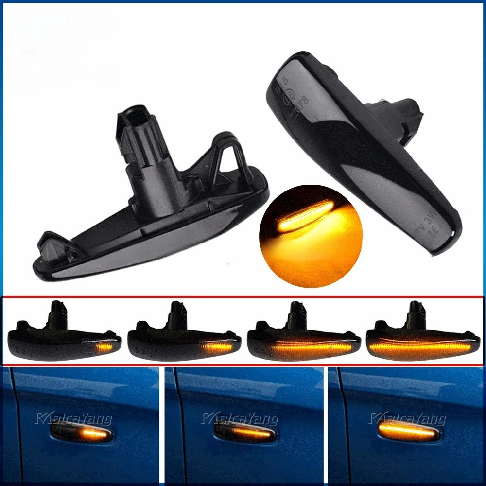 

2PCS LED Amber Black Sequential Turn Signal Fender Side Marker Lights For Mitsubishi Lancer