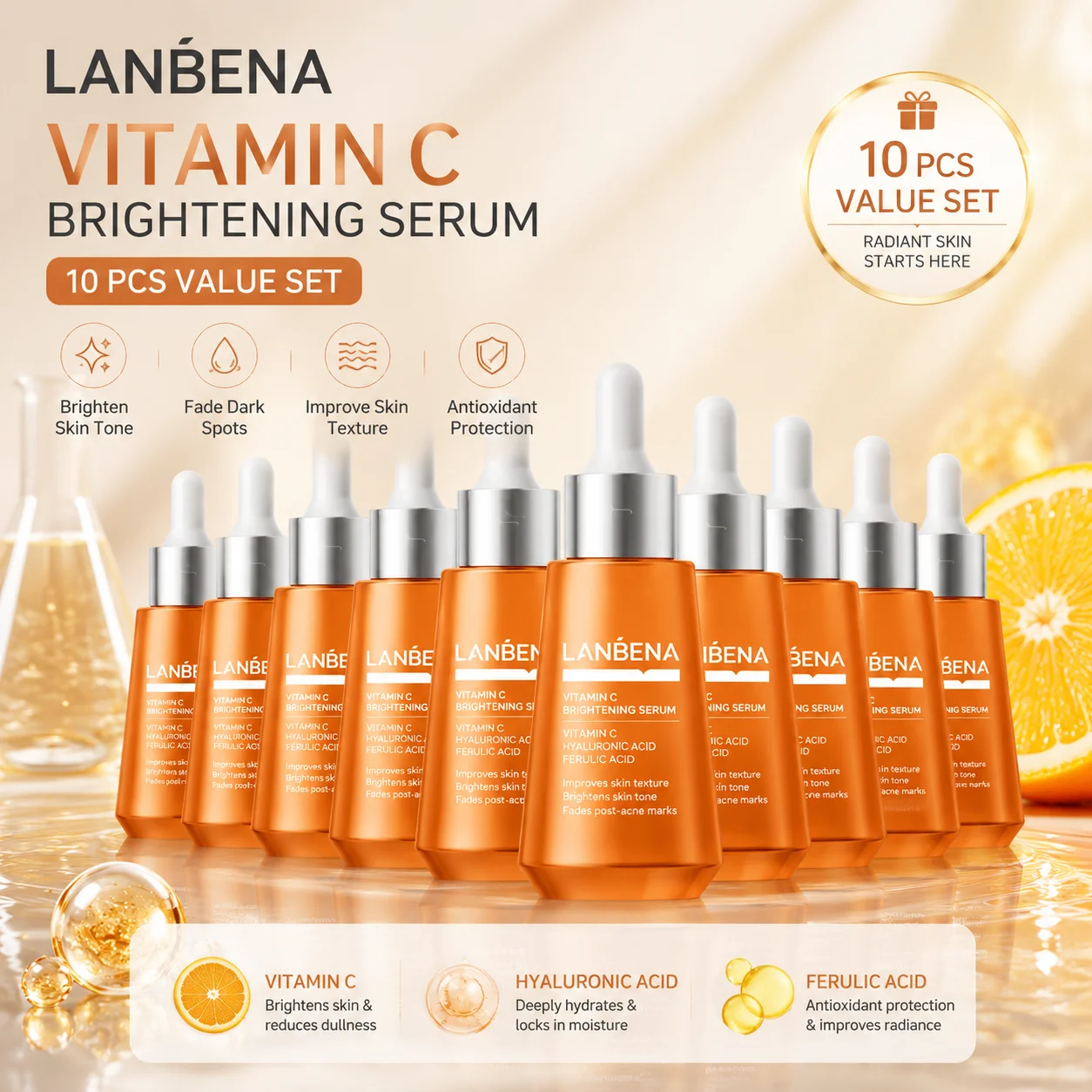 LANBENA Salicylsäure-Serum, Reguliert Öl und Wasser, Feuchtigkeitsspendend, 30ML 10 Stück – Detail 3