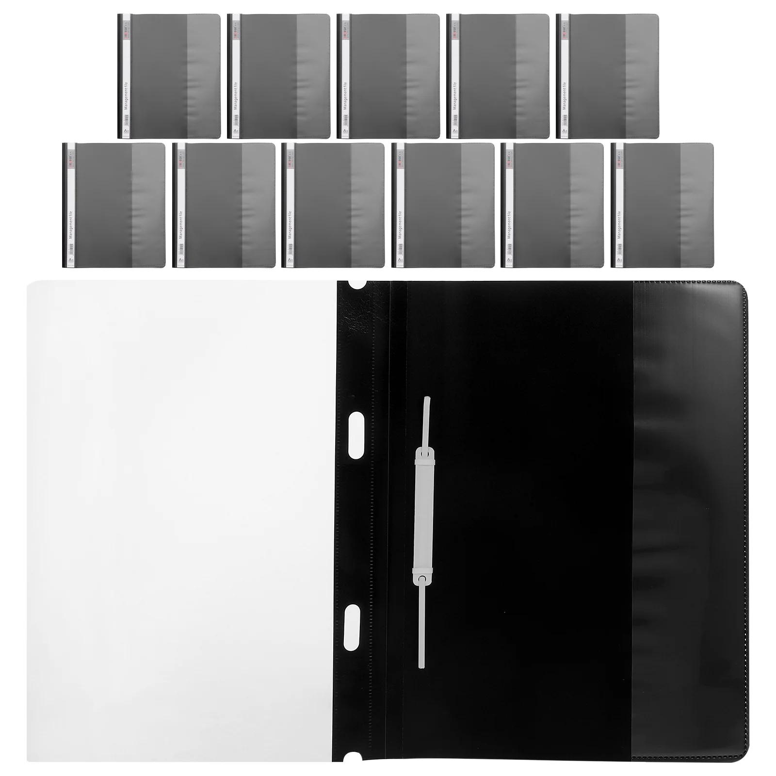 

12pcs A4 File Folder Clear Plastic Punch Hole Transparent Document Holders Report Binder Dual Hole Design Reusable Storage