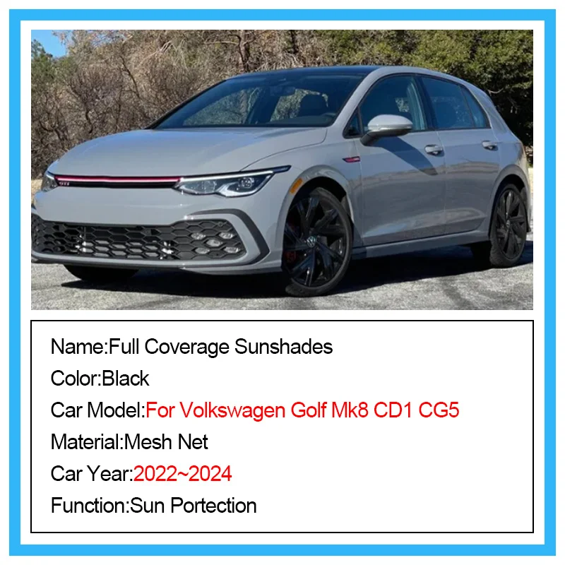Car Mesh Shade For Volkswagen VW Golf Mk8 CD1 CG5 2022~2024 Window Sunshade Sunscreen Privacy Curtains Visor Mosquito Accessorie