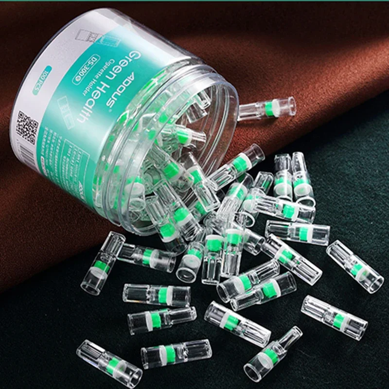 100pcs/lot New Upgrade Disposable Cigarette Holder Green Health Tar Filter Tip Tobacco Filtration Holder Abandoned Mouthpiece