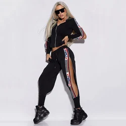 Gymdolphins Women's Sports Casual Two-piece Set Long Sleeve Zipper Hoodie and Lace-up Sweatpants 2024 New Loose Fit Pants Set