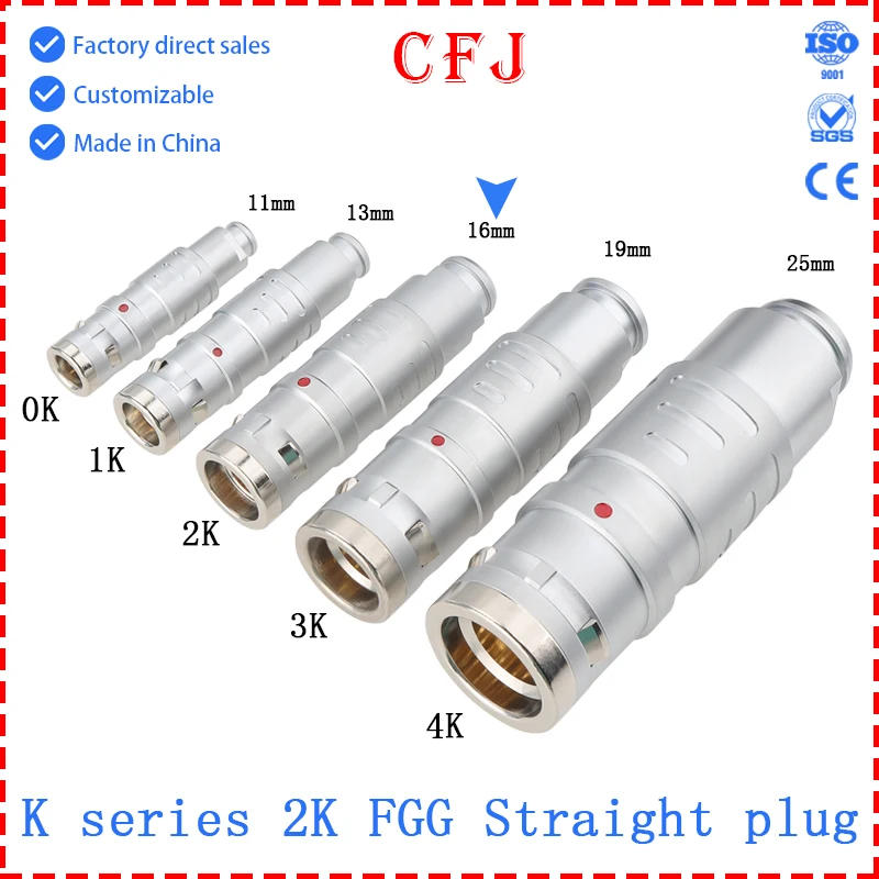 cfj Waterproof plug FGG 2K 2 3 4 5 6 7 8 10 12 14 16 18 19 26Pin Aviation Metal Self Locking Male Plug Power Signal Device