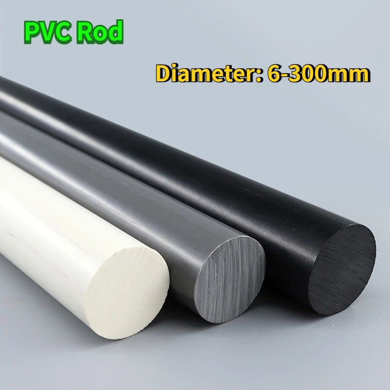 1/2 pces comprimento 500mm haste de pvc cloreto de polivinila barra redonda od 6-300mm alta dureza resistente a álcalis upvc haste processamento corte