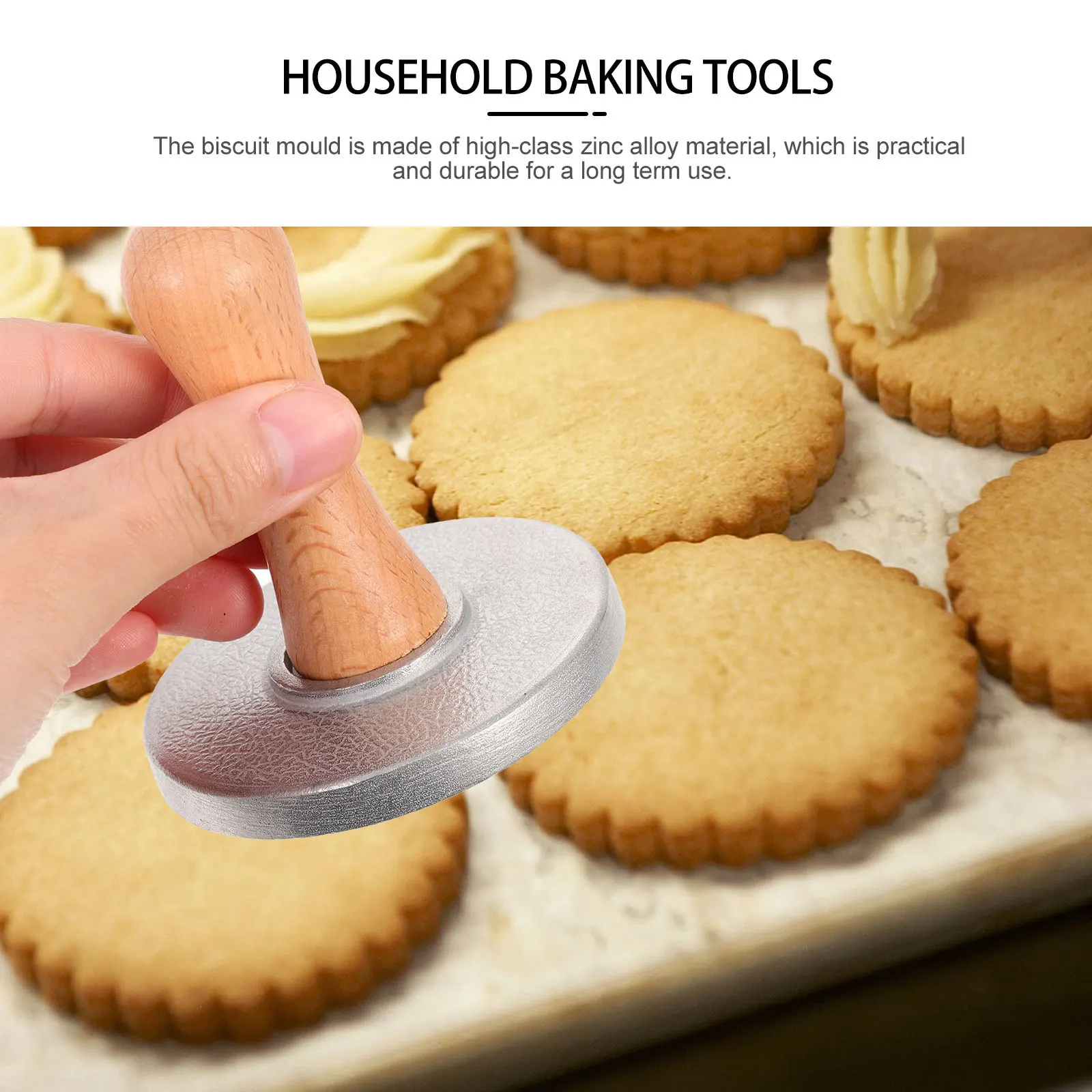 

Biscuit Baking Molds Zinc Alloy Handle DIY Cookie Mold Easy Demolding Smooth Surface Long Service Life Biscuit Mold