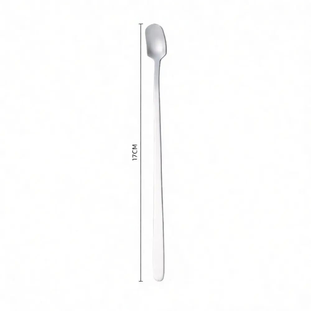 Stainless Steel Flat Head Spoon Long Handle Stirrer Perfect For Glass Cups Espresso Tea Home Restaurant Kitchenware