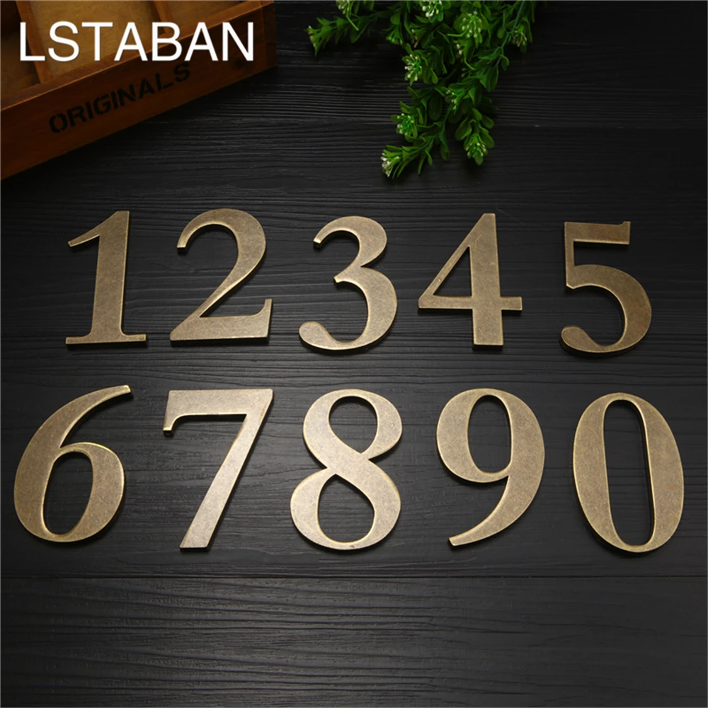 

3D Metal Bronze House Number Golden Floating House Number Door Home Address Numbers for House Digital Outdoor Sign Plates #0-9