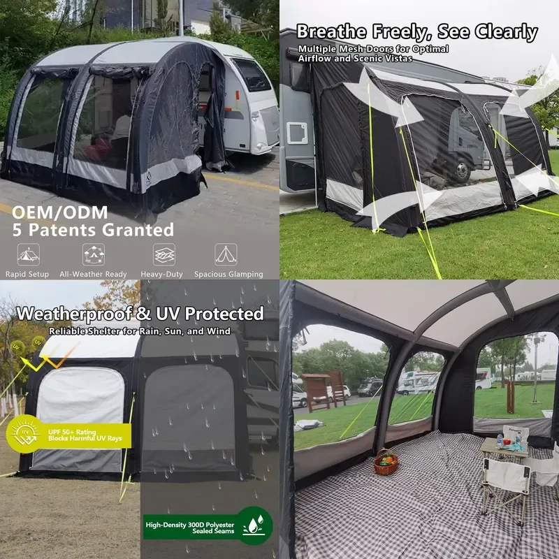 Brand Custom RV Tent Inflatable Caravan RV Camper Awning Canopy Camper Annex Blowup Tent Drive Away Campervan Air Awning