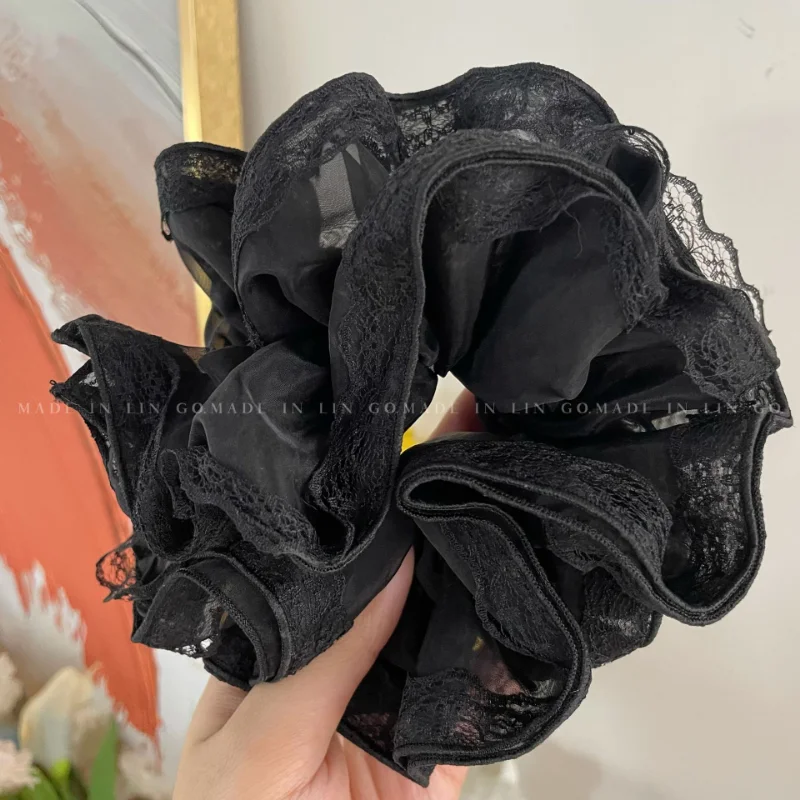 2023 Fashion Lace Chiffon Oversized Scrunchie Hair Tie High Quality Korean Temperament Luxury Hair Band Female Hair Accessories