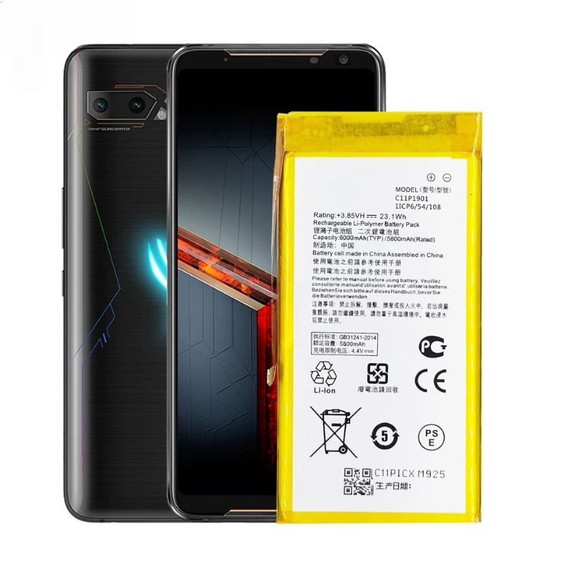6000mAh New Hight Mobile Phone Battery C11P1901 For Asus ROG 2 ZS660KL I001DB Game Phone Generation Battery
