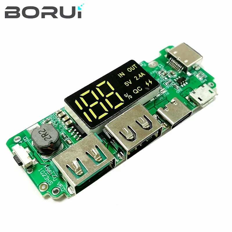 LED Dual USB 5V 2.4A Micro/Type-C USB Mobile Power Bank 18650 Charging Module Lithium Battery Charger Board Circuit Protection